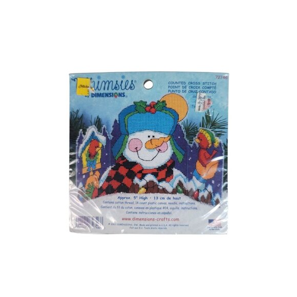 Dimensions Whimsies Counted Cross Stitich Kit 5" Tall Snowman #72746 2001 NEW - Picture 1 of 5